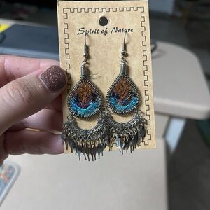 NEW Spirit Of Nature Handcrafted Silver Tone Dangle Earrings